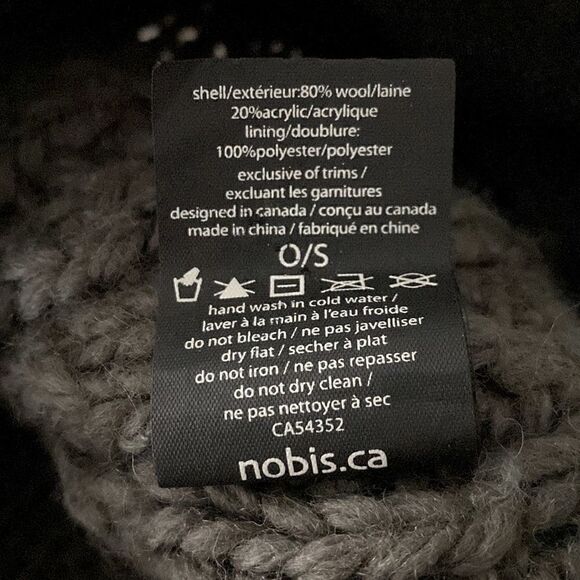 Nobis Smokey Grey Knitted Beanie Hat Yellow Stitching Wool Blend Warm Quality - Picture 8 of 11